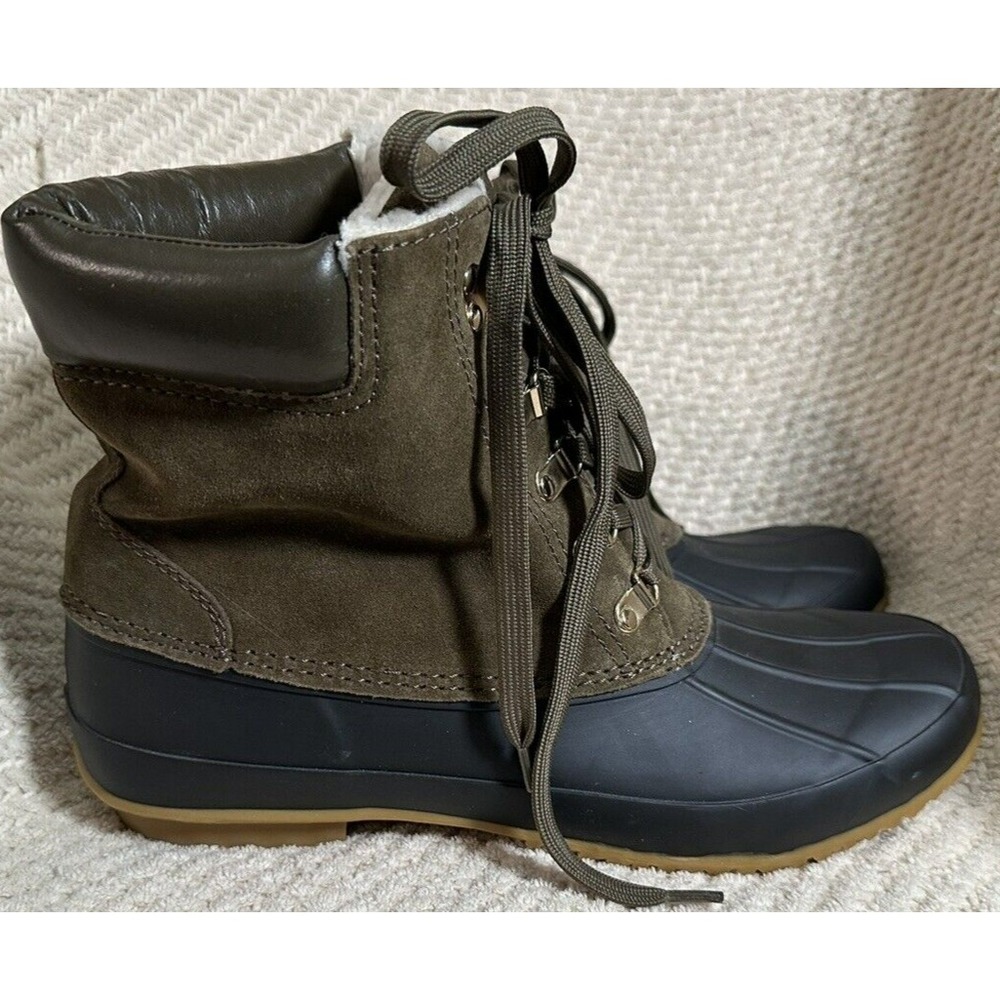 Joie Women's Olive Suede Upper Rubber Bottom Lace Up‎ Duck Boots - Size 9